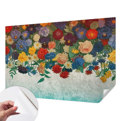 Peel and stick wall mural for bedroom Colorful flowers