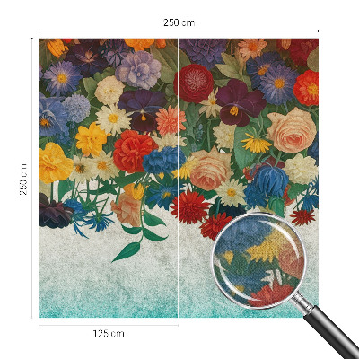Peel and stick wall mural for bedroom Colorful flowers