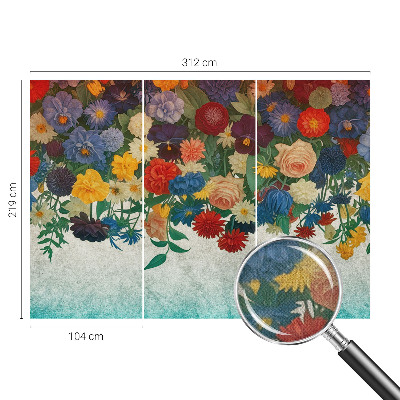 Peel and stick wall mural for bedroom Colorful flowers