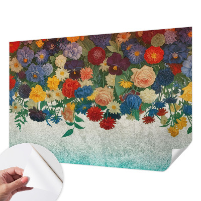 Peel and stick wall mural for bedroom with colorful flower motif