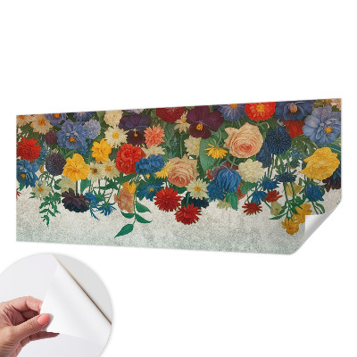 Peel and stick wall mural for bedroom with colorful flower motif