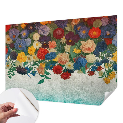 Peel and stick wall mural for bedroom with colorful flower motif