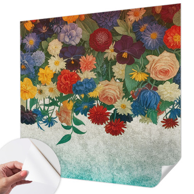 Peel and stick wall mural for bedroom Colorful flowers