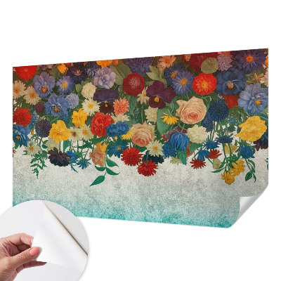 Peel and stick wall mural for bedroom with colorful flower motif