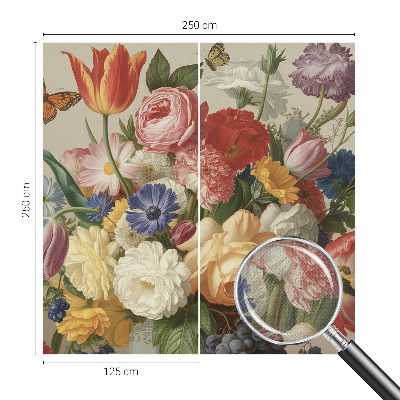 3D wall mural with flowers and butterflies