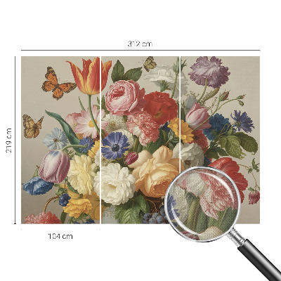 3D wall mural Flowers and butterflies