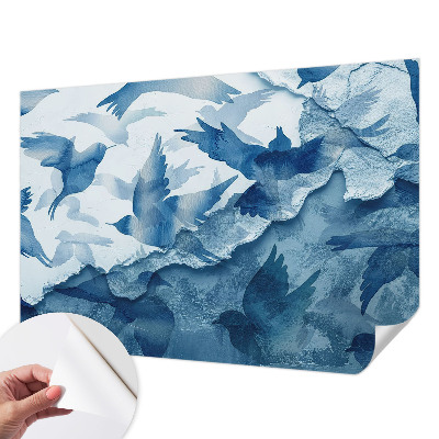 Nursery wall mural with a dynamic birds design