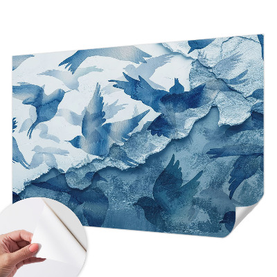 Nursery wall mural with a dynamic birds design