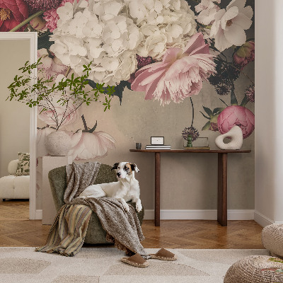 3D photo wallpaper mural with a romantic floral design