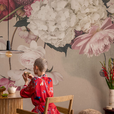 3D photo wallpaper mural Romantic flowers