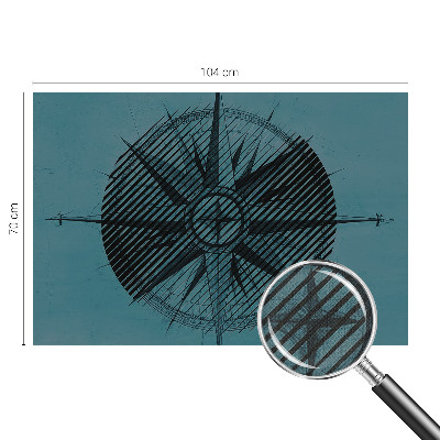 Children's wall mural with a marine compass design