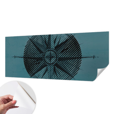 Children's wall mural with a marine compass design