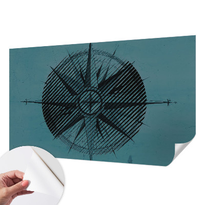 Children's wall mural with a marine compass design