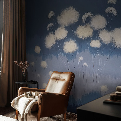 Baby room wall mural White dandelions