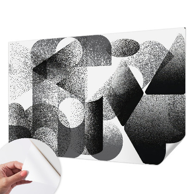 Peel and stick wall mural with geometric shapes