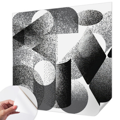 Peel and stick wall mural with geometric shapes