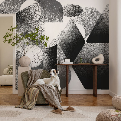 Peel and stick wall mural with geometric shapes