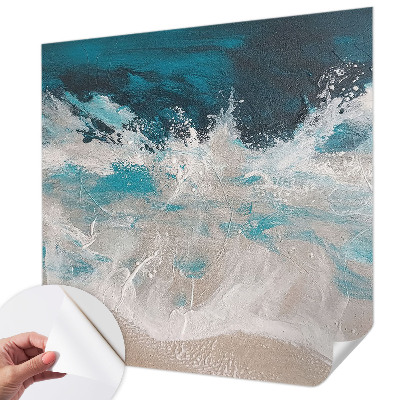 Peel and stick wallpaper mural with an ocean waves design