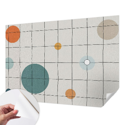 Self-adhesive wall mural with a pattern of colored circles