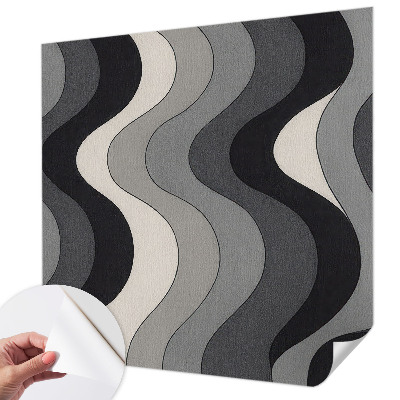 Stick-on wall mural with a gray waves pattern