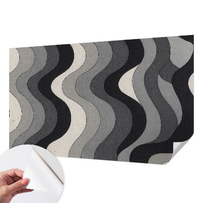 Stick-on wall mural with a gray waves pattern