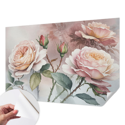 Removable wall mural wallpaper Pastel roses