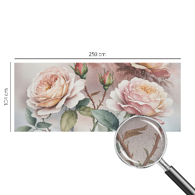 Removable wall mural wallpaper with a pastel roses design