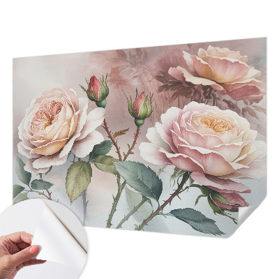 Removable wall mural wallpaper Pastel roses