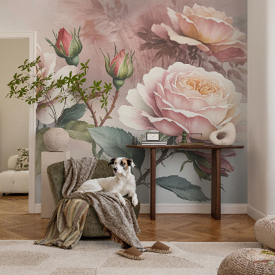 Removable wall mural wallpaper Pastel roses