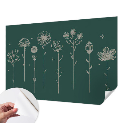 Peel and stick wall mural for the living room with a subtle floral design