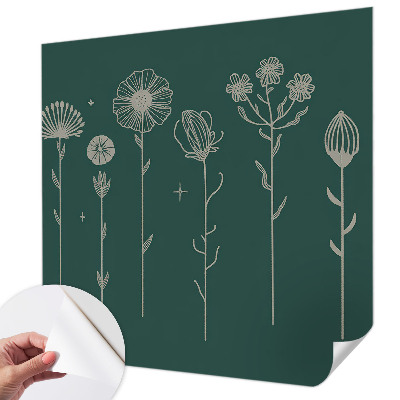 Peel and stick wall mural for the living room with a subtle floral design