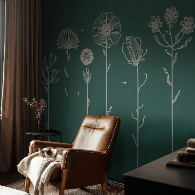 Peel and stick wall mural for the living room with a subtle floral design