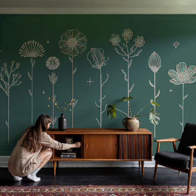Peel and stick wall mural for the living room with a subtle floral design