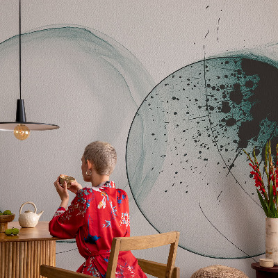 Peel and stick wall mural for kids' room with a pattern of green circles