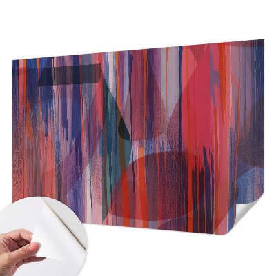 Peel and stick wall mural for bedroom with rainbow stripes design