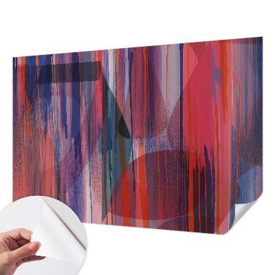 Peel and stick wall mural for bedroom with rainbow stripes design