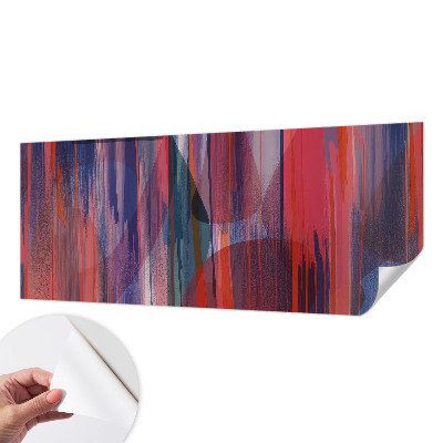 Peel and stick wall mural for bedroom with rainbow stripes design
