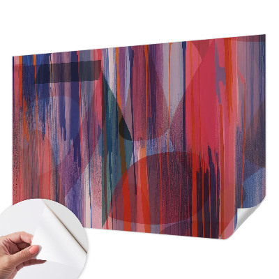 Peel and stick wall mural for bedroom with rainbow stripes design