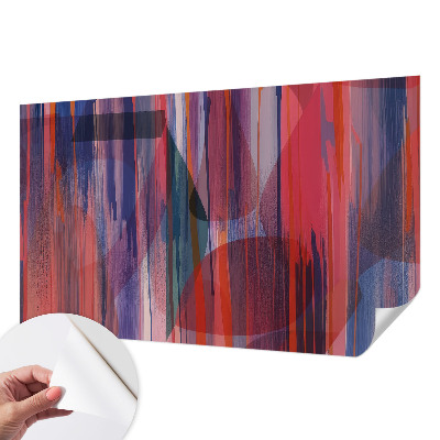 Peel and stick wall mural for bedroom with rainbow stripes design