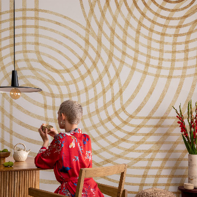 3D photo wallpaper mural with a geometric weave pattern