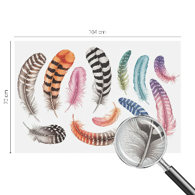 Nursery wall mural with a pastel feather pattern