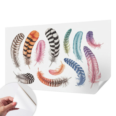 Nursery wall mural Pastel feathers