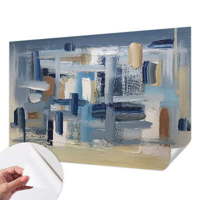 Children's wall mural with abstract brushstroke motif