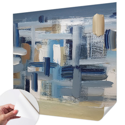 Children's wall mural with abstract brushstroke motif