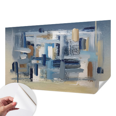 Children's wall mural with abstract brushstroke motif