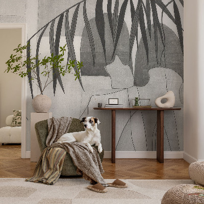 Baby room wall mural with an abstract palm tree design