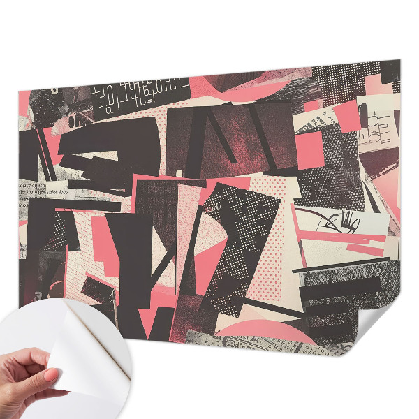 Peel and stick wall mural with a geometric collage design