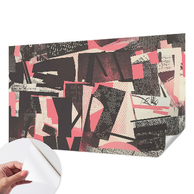 Peel and stick wall mural with a geometric collage design