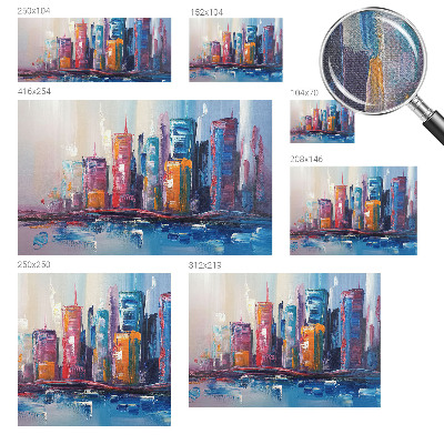 Self-adhesive wall mural with a colorful city design