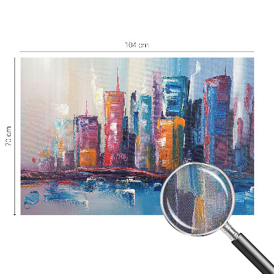 Self-adhesive wall mural with a colorful city design